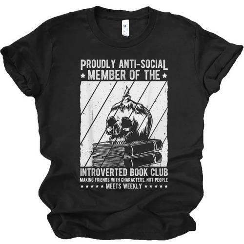PROUDLY ANTI-SOCIAL MEMBER OF THE Introverted Book Club Unisex Jersey T-Shirt - Bookorys CA