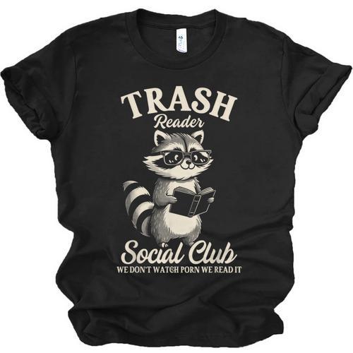 Raccoon Bookworm Readers Library Smut Reader Spicy Book Romance Rash Reader Social Club Unisex Jersey T-Shirt - Bookorys