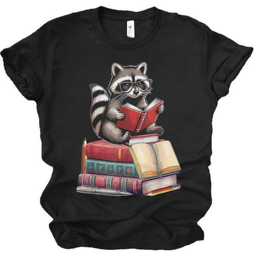 Raccoon Reading Books Matching Bookworm Readers Librarian Unisex Jersey T-Shirt - Bookorys AU