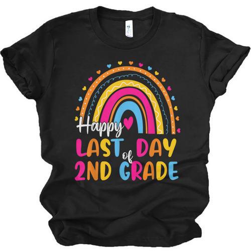 Rainbow Last Day Of 2nd Grade Teacher Student Graduation For Men Women Kids Unisex Jersey T-Shirt - Best Gift Smart