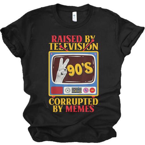 Raised By Television Corrupted By Memes Internet Nostalgia Unisex Jersey T-Shirt - Figerry