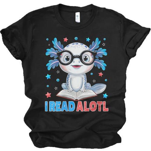 I Read Alotl Cute Axolotl Reading Book Lover Unisex Jersey T-Shirt - Bookorys