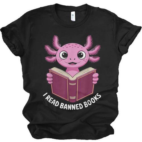 I Read Banned Books Axolotl Reading Unisex Jersey T-Shirt - Bookorys
