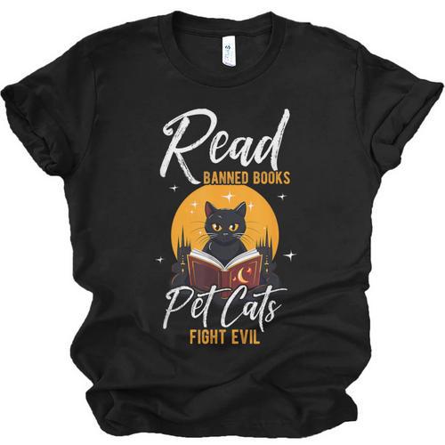 Read Banned Books Pet Cats Fight Evil Read Banned Reader Unisex Jersey T-Shirt - Bookorys