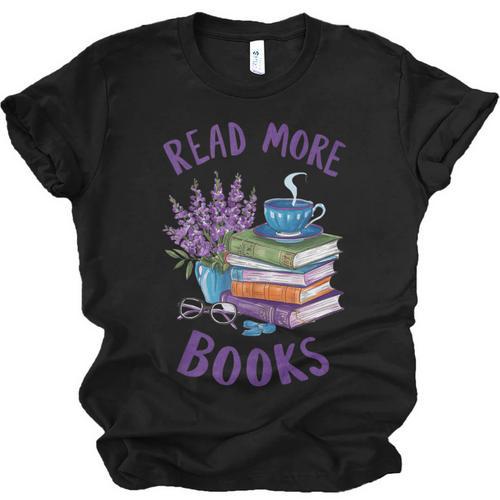 Read More Books Floral Book Reader Art Reading Lover Quote Unisex Jersey T-Shirt - Bookorys