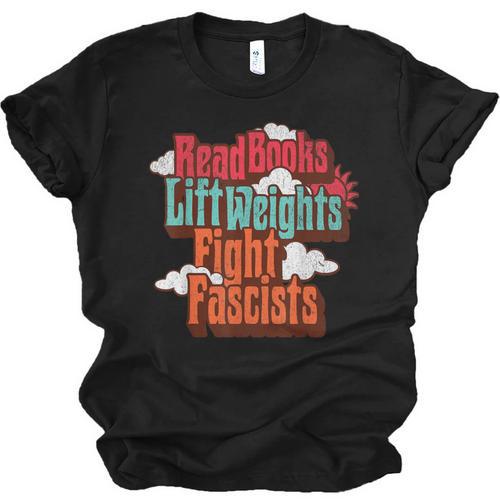 Read Books Lift Weights Fight Fascists Reading No Kings Unisex Jersey T-Shirt - Bookorys CA