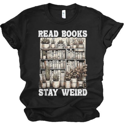Read Books Stay Weird Introvert Book Lover Book Unisex Jersey T-Shirt - Raresse