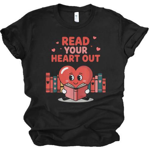 Read Your Heart Out Shirt Valentine Teacher Bookworm Lover Unisex Jersey T-Shirt - Bookorys
