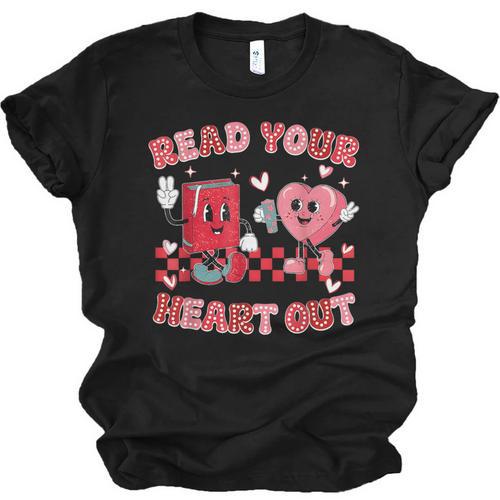Read Your Heart Out Valentine Teacher Book Lover Unisex Jersey T-Shirt - Bookorys UK