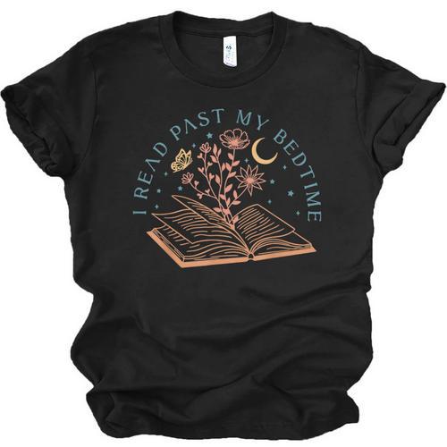 I Read Past My Bedtime Book Flower Butterfly Moon Bookish Unisex Jersey T-Shirt - Bookorys CA