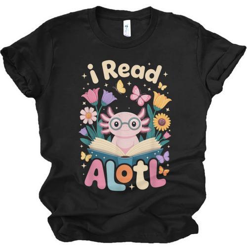 Reading Axolotl Book Lover Wildflowers Unisex Jersey T-Shirt - Bookorys AU