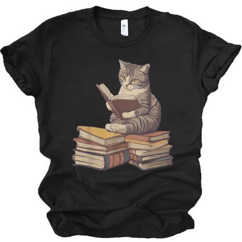 Reading Cat Book Lover Unisex Jersey T-Shirt - Bookorys AU