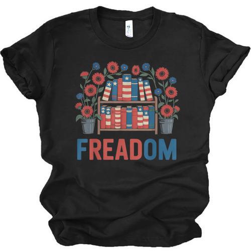 Reading Freadom Freedom Book Lover 4th Of July Men Women Unisex Jersey T-Shirt - Bookorys