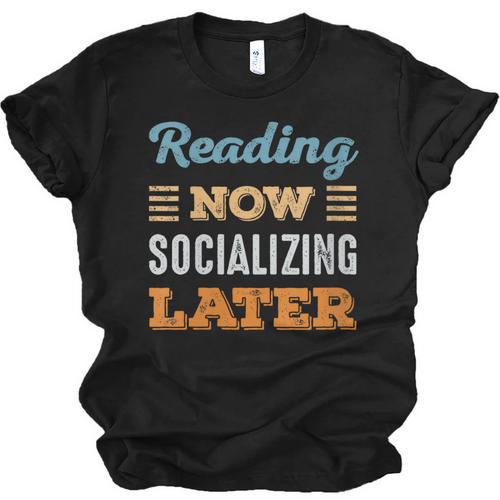 Reading Now Minimal Socializing Introvert Vintage Unisex Jersey T-Shirt - Raresse