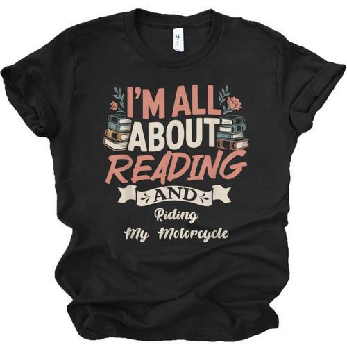 Reading And Motorcycle Life For Bikers Who Love Books Unisex Jersey T-Shirt - Bookorys AU