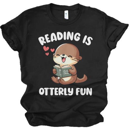Reading Is Otterly Fun Otter Bookworm Book Lover Librarian Unisex Jersey T-Shirt - Bookorys