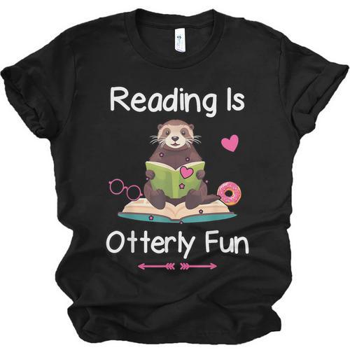 Reading Is Otterly Fun Sea Otter Book Loving Librarian Unisex Jersey T-Shirt - Bookorys CA