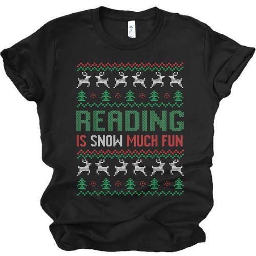 Reading Is Snow Much Fun Winter Bookworm Reading Book Lovers Unisex Jersey T-Shirt - Bookorys