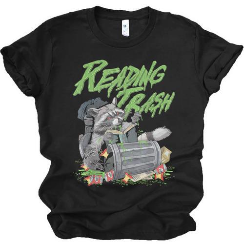 Reading Trash Racoon Bookworm Bookish Librarian Book Lover Unisex Jersey T-Shirt - Bookorys CA