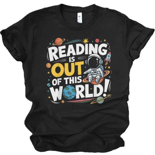 Reading Is Out Of This World Space Book Lover Kids Unisex Jersey T-Shirt - Bookorys CA