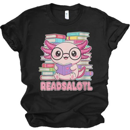Readsalotl Axolotl Reading Book Bookworm Unisex Jersey T-Shirt - Bookorys