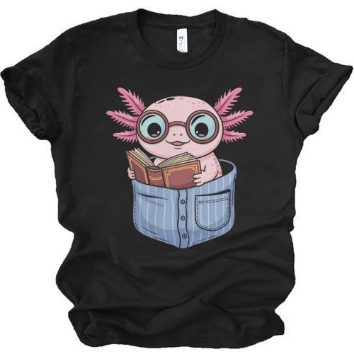 Readsalotl Axolotl Reading Book Lover Reading Pocket Axolotl Unisex Jersey T-Shirt - Bookorys