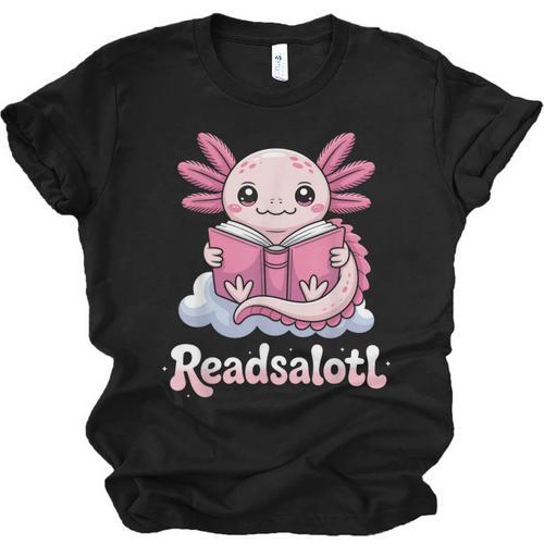 Readsalotl Axolotl Reading Cute Book Lover Bookworm Unisex Jersey T-Shirt - Bookorys