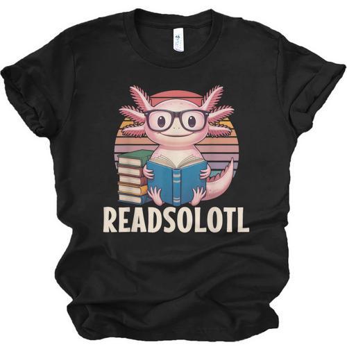 Readsolotl Axolotl Reading Book Lover Kawaii Bookworms Unisex Jersey T-Shirt - Bookorys DE