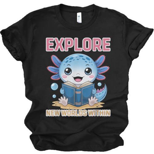 Readsolotl Kawaii Axolotl Book Lover Reading Unisex Jersey T-Shirt - Bookorys