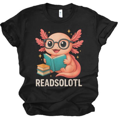 Readsolotl Kawaii Axolotl Reading Book Lover Unisex Jersey T-Shirt - Bookorys