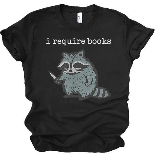 i Require Books Raccoon Unisex Jersey T-Shirt - Bookorys