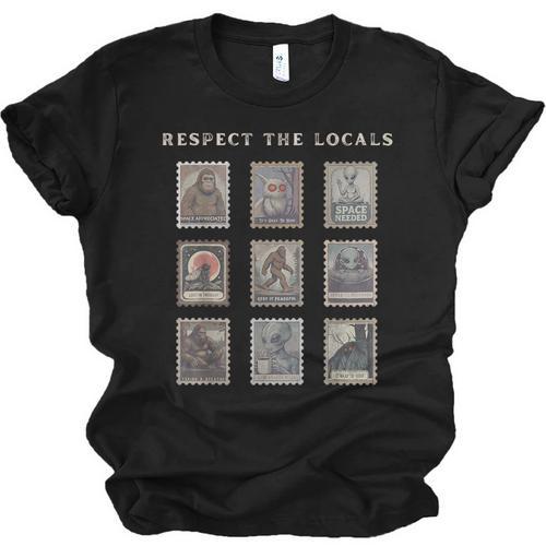 Respect The Locals Cryptid Mothman Hiking Bigfoot Introverts Unisex Jersey T-Shirt - Raresse