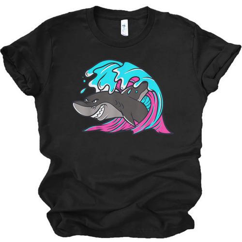 Retro 80s Shark Whale Diving Nostalgia Shark Party Unisex Jersey T-Shirt - Figerry