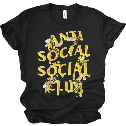 Retro Anti Social Club Bees Introvert Women Men Unisex Jersey T-Shirt - Raresse