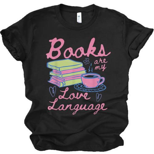 Retro Books Are My Love Language Valentine Book Lovers Unisex Jersey T-Shirt - Bookorys