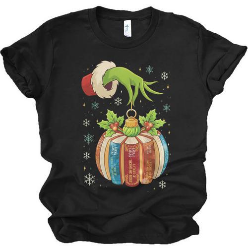 Retro Christmas Ornament Book Christmas Teacher Librarian Unisex Jersey T-Shirt - Bookorys