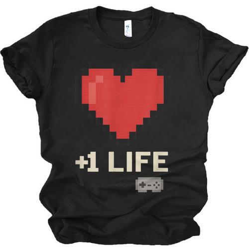 Retro Gamer 1 Life Pixel Heart – 8-Bit Gaming Nostalgia Unisex Jersey T-Shirt - Figerry