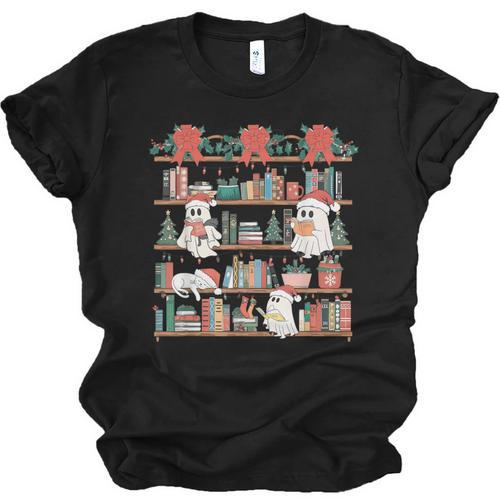 Retro Ghost Reading Book Teacher Librarian Bookish Christmas Unisex Jersey T-Shirt - Bookorys