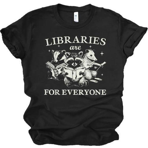 Retro Libraries Are For Everyone Racoon Reading Book Lover Unisex Jersey T-Shirt - Bookorys CA