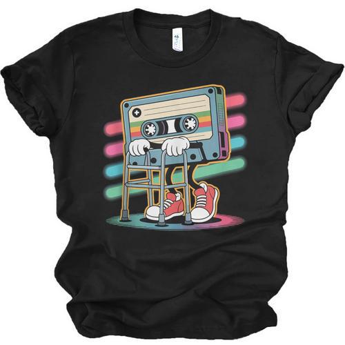 Retro Old Cassette Tape Cartoon With Walker Nostalgia Unisex Jersey T-Shirt - Figerry