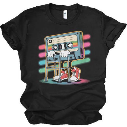 Retro Old Cassette Tape Cartoon With Walker Nostalgia Unisex Jersey T-Shirt - Figerry