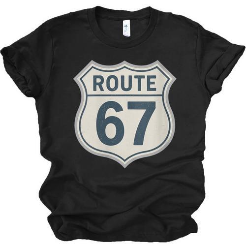 Retro Route 67 Highway Sign Vintage Road Nostalgia Unisex Jersey T-Shirt - Figerry