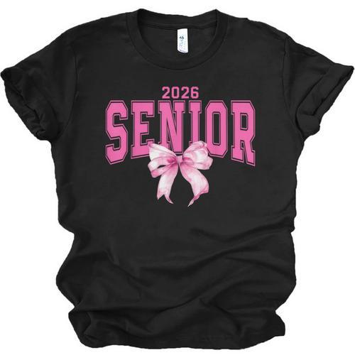 Retro Senior 2026 Class Of 2026 Coquette Pink Bow Graduation Unisex Jersey T-Shirt - Best Gift Smart
