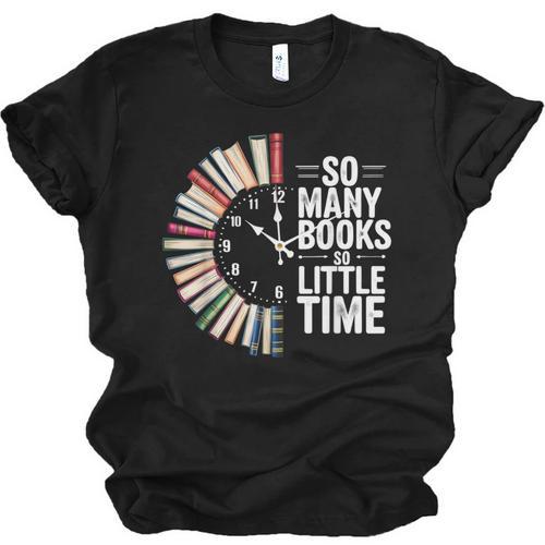 Retro So Many Books Little Time Book Clock Reading Unisex Jersey T-Shirt - Bookorys