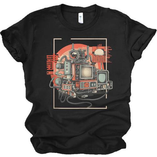 Retro Tech Stack 80s 90s Nostalgia Analog TV Cameras Unisex Jersey T-Shirt - Figerry
