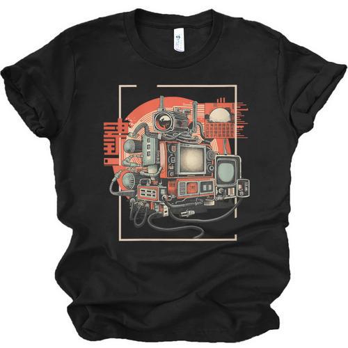 Retro Tech Stack 80s 90s Nostalgia Analog TV Cameras Unisex Jersey T-Shirt - Figerry