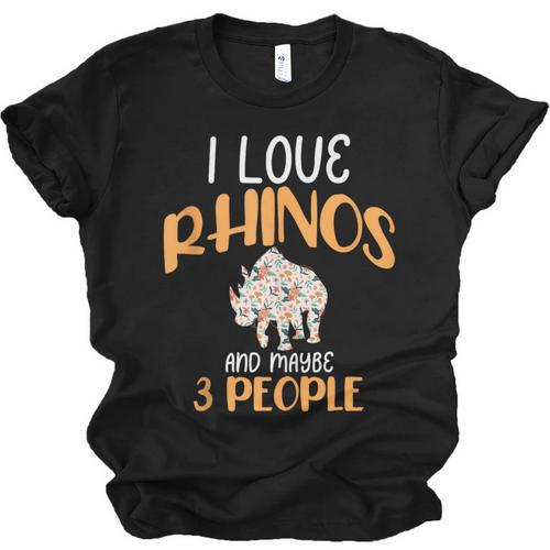 I Like Rhinos And Maybe 3 People Introvert Animal Unisex Jersey T-Shirt - Raresse