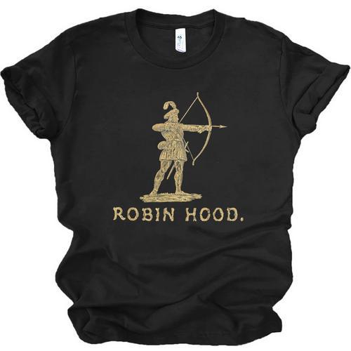Robin Hood The Archer Book Cover Illustration In Gold Unisex Jersey T-Shirt - Bookorys