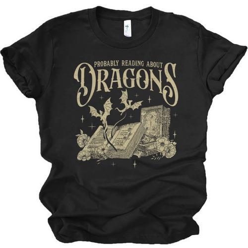 Romantasy Reader Book Reading Probably Reading About Dragons Unisex Jersey T-Shirt - Bookorys UK
