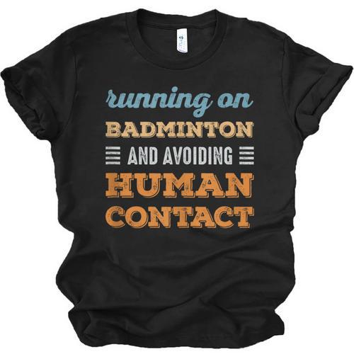 Running On Badminton Social Introvert Humor Vintage Unisex Jersey T-Shirt - Raresse